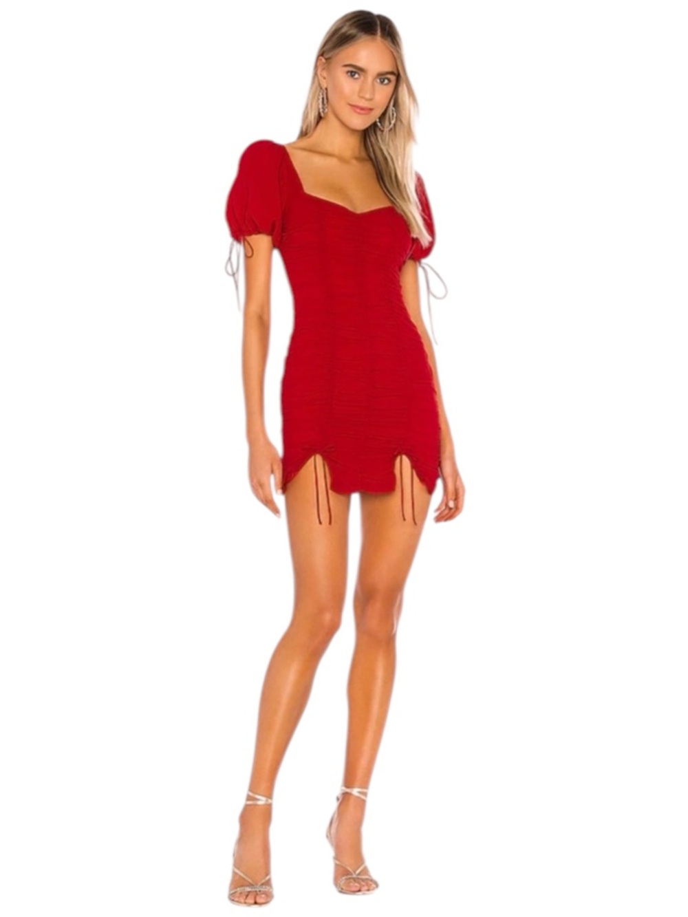 MAJORELLE Revolve Gerald Ruched Puff Short Sleeve Sweetheart Neck Mini Dress